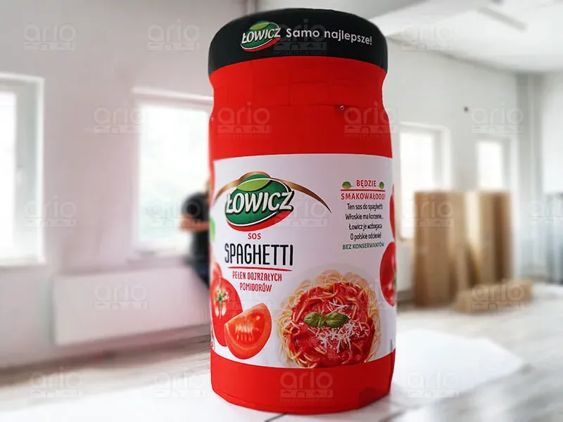 Balon reklamowy w kształcie słoika Łowicz SOS SPAGHETTI z pełnym nadrukiem