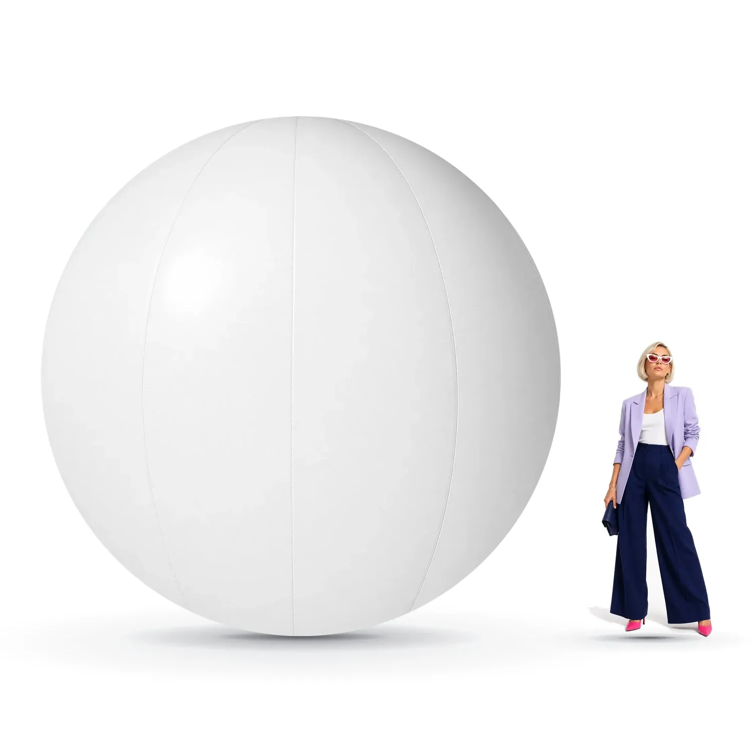 Werbekugel mit Druck 3m – maßstabsgetreue Visualisierung neben einer 170-180 cm großen Person