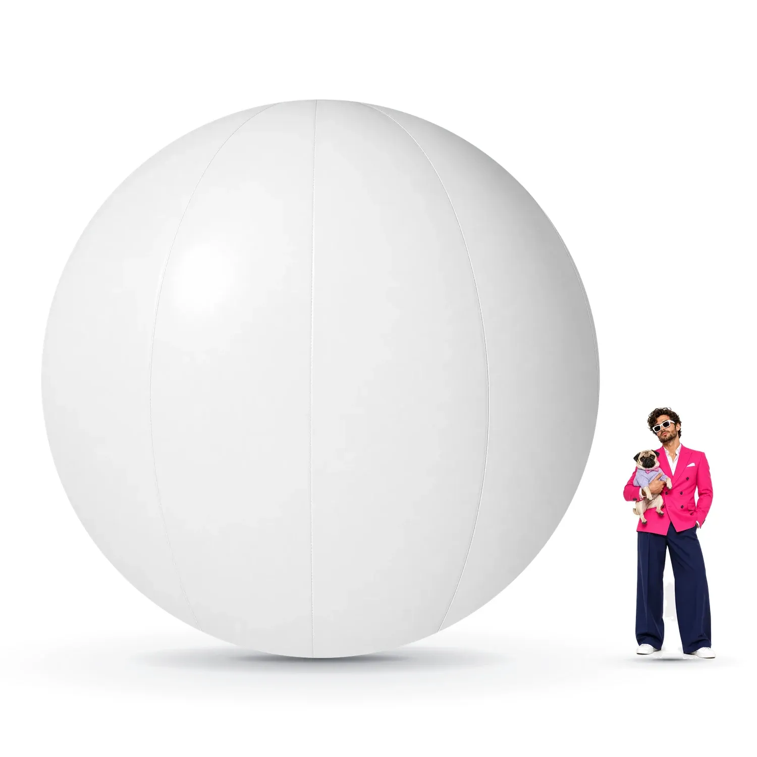 Werbekugel mit Druck 4m – maßstabsgetreue Visualisierung neben einer 170-180 cm großen Person