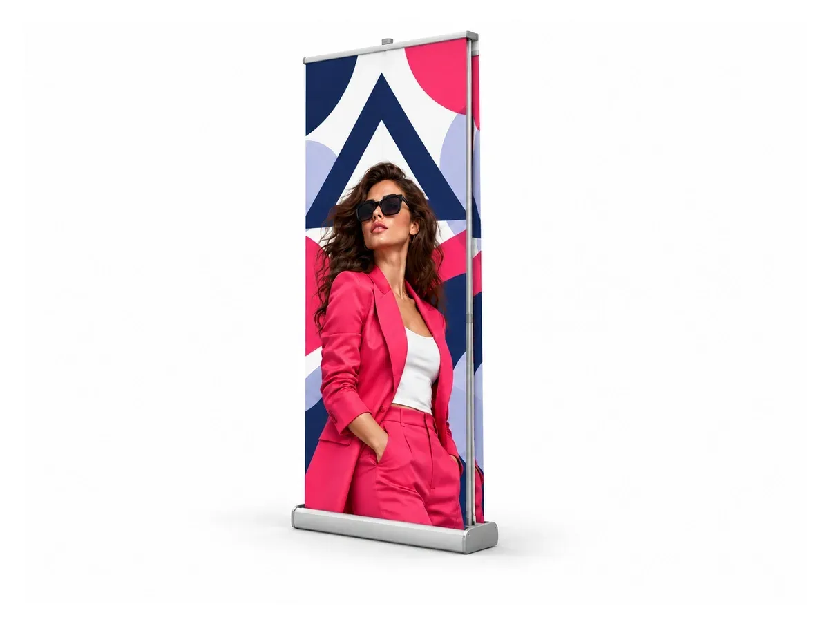 Roll-up oboustranný 85×200 cm s potiskem, na bílém pozadí