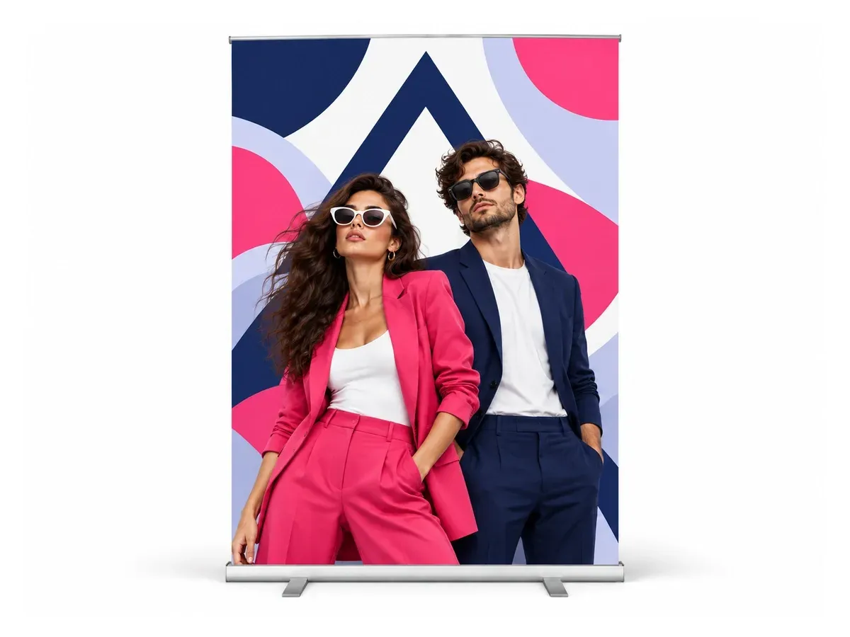 Roll-up standard 150×200 cm s potiskem, na bílém pozadí
