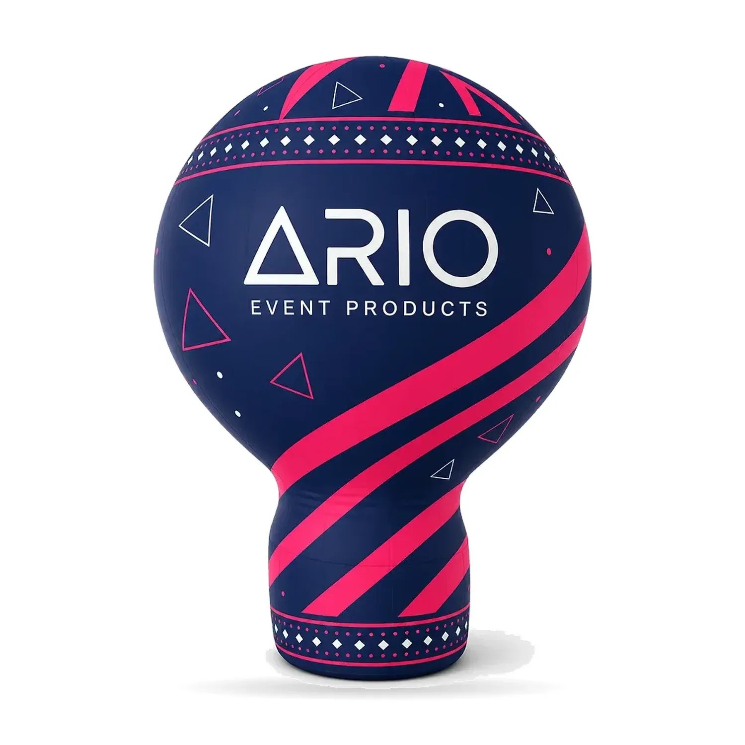 Werbeballon mit Druck 4m mit Taille – Visualisierung mit ARIO-Musterdruck auf weißem Hintergrund