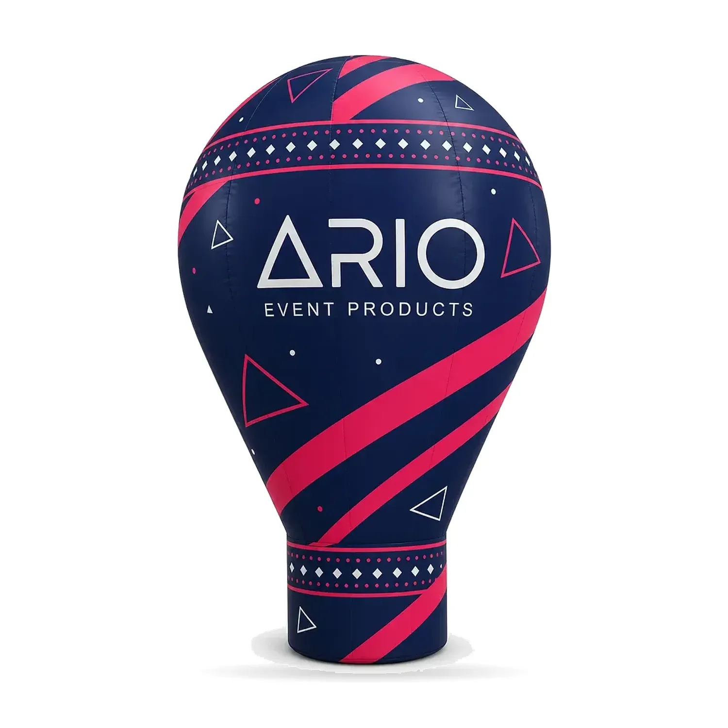 Ballon publicitaire gonflable ampoule 6m avec impression logo – visualisation avec impression de démonstration ARIO sur fond blanc