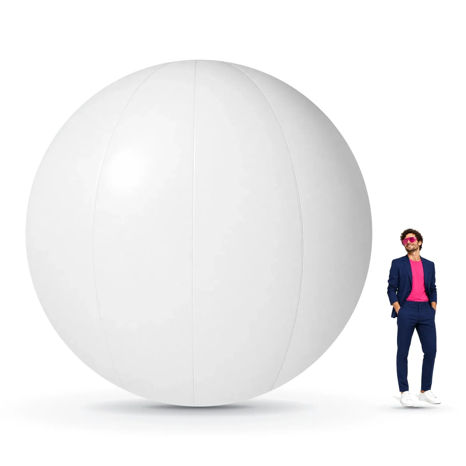 Werbekugel mit Druck 3,5m – maßstabsgetreue Visualisierung neben einer 170-180 cm großen Person