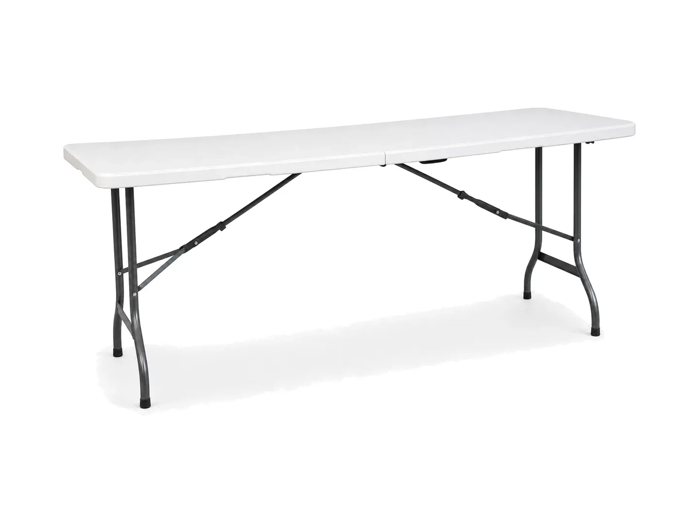 bílý skládací stůl 180 cm na kovové konstrukci