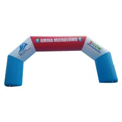 brama startowa nadrukiem z logo Gmina Michałowo na skosach