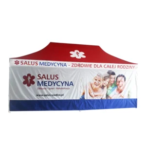 namiot ekspresowy z nadrukiem salus medycyna duży ze ściankami reklamowymi