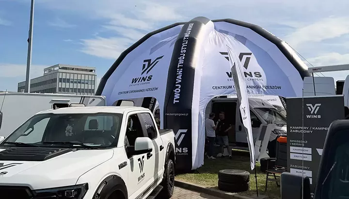 namioty reklamowe dmuchane duże WINS Campers